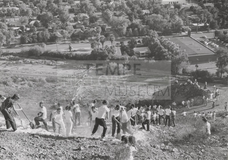 Students Cleaning the "A" on the Butte