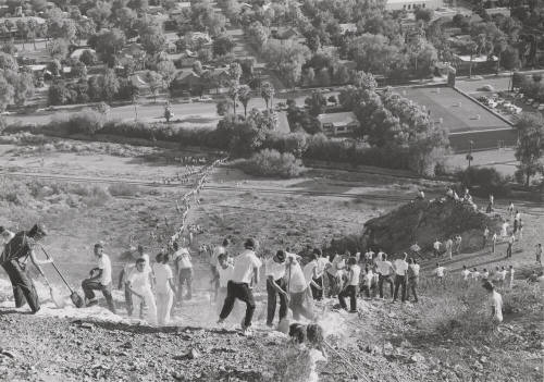 Students Cleaning the "A" on the Butte