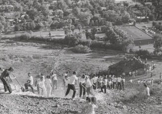 Students Cleaning the "A" on the Butte