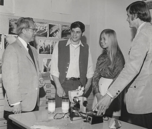 Dr. Troy Pewe, Geology Department Head, Discusses Scholarships with Students