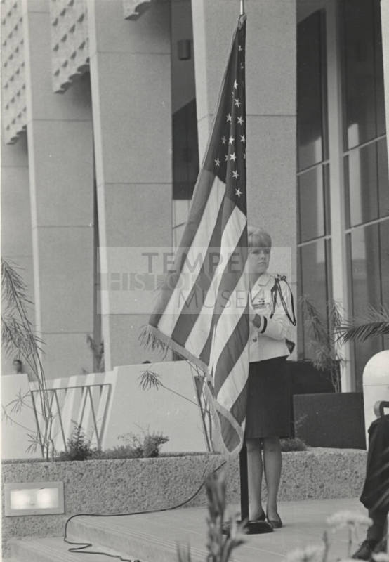 R.O.T.C. Woman Holding an American Flag