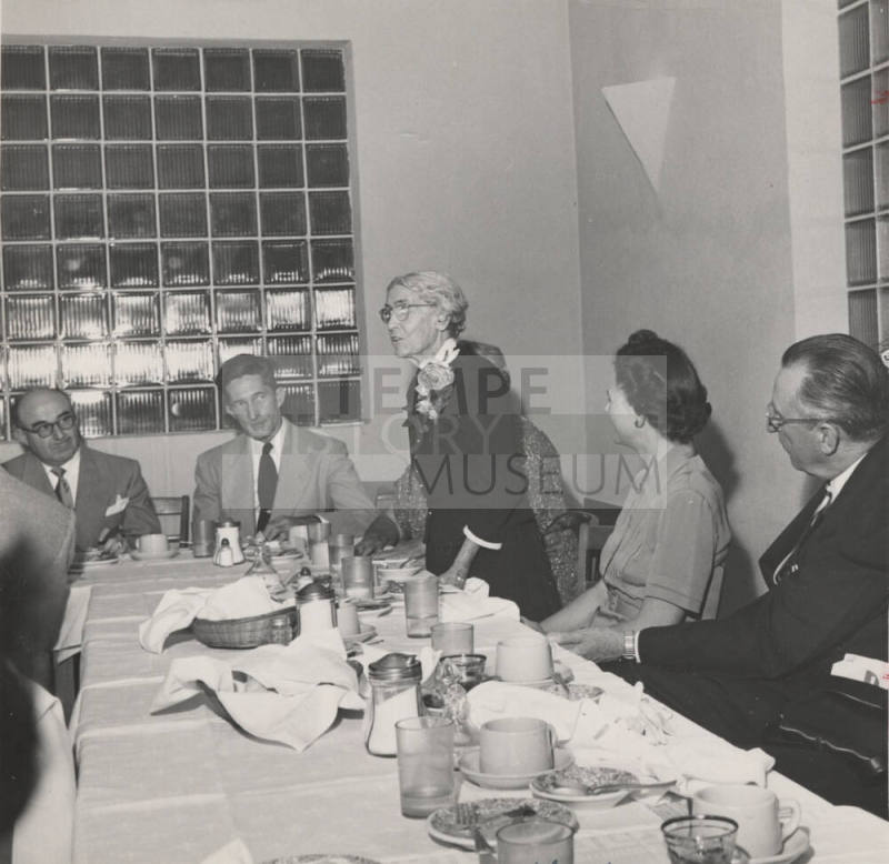 Georgia Holmesley Speaks to a Group Including President Gammage