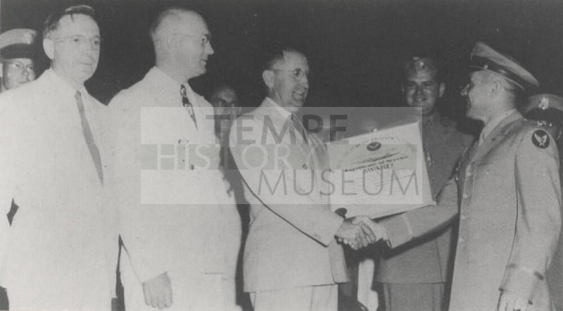 President Grady Gammage Receives Service Award from Army Air Forces