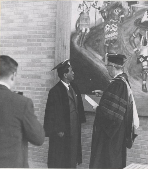 Grady Gammage Showing a Painting to President Carlos P. Garcia