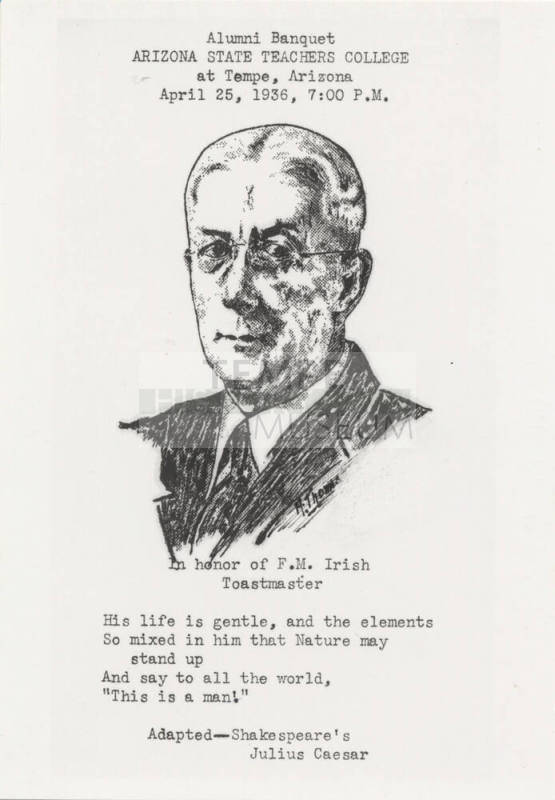Photograph of a Souvenir Card Honoring Frederick M. Irish