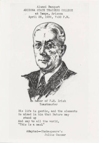 Photograph of a Souvenir Card Honoring Frederick M. Irish
