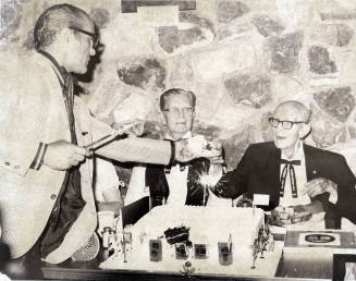 Carl Hayden at Monti's Celebrating Tempe's Centennial with Cake