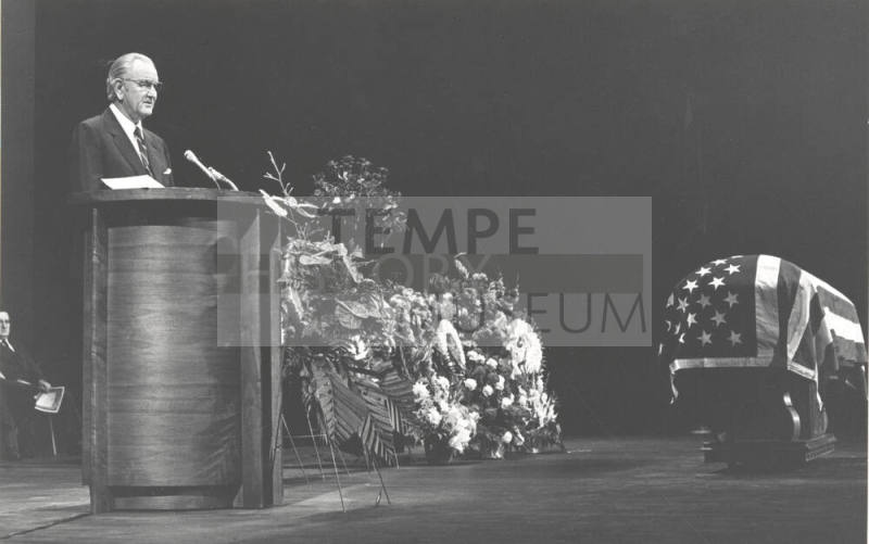 Lyndon Baines Johnson Honoring Senator Carl Hayden at his Funeral
