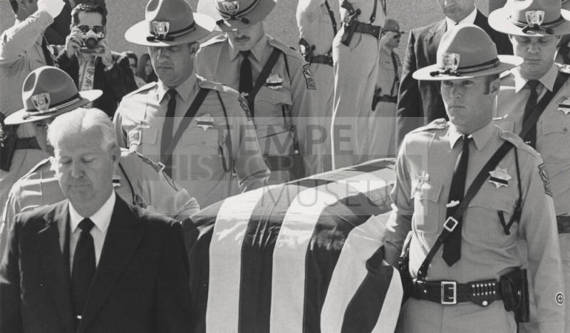 Lawrence W. Carr of Carr Mortuary Leads Hayden's Casket Procession to Final Rest