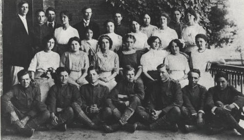 Probable Class Picture of Group on Porch from Early 1900's