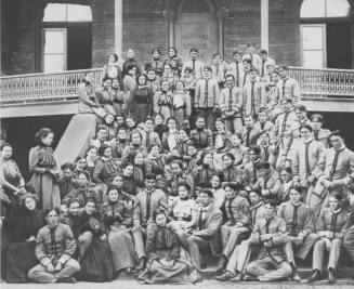 Uniformed Cadet Company Normal School Students on North Steps of Old Main 1903