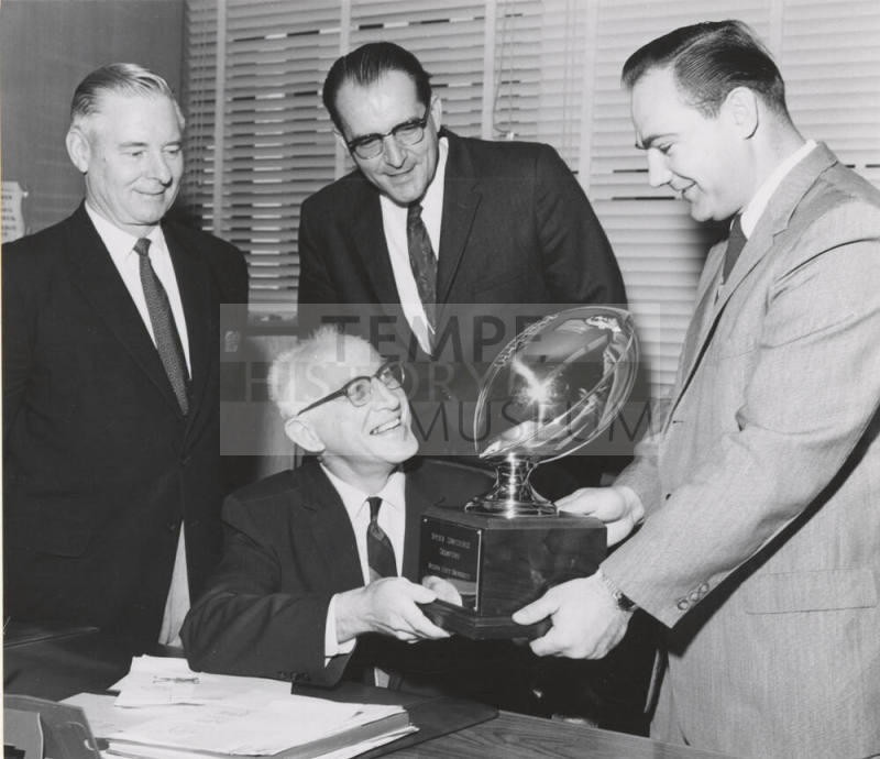 1959 Football Trophy being Presented to Frank Kush