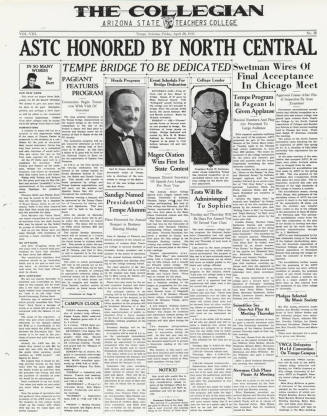 The Collegian Article On Arizona State Teachers College Honored by North Central
