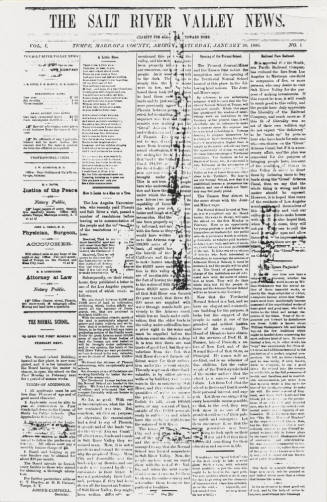 The Salt River Valley News First Published January 30, 1886