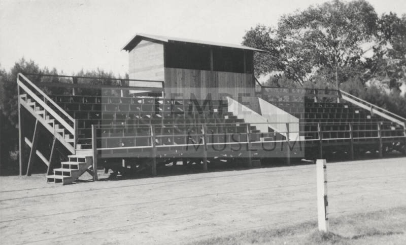 Bleachers and Press Box at Irish Field Stadium