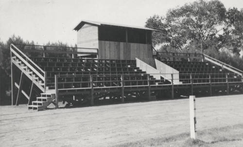 Bleachers and Press Box at Irish Field Stadium